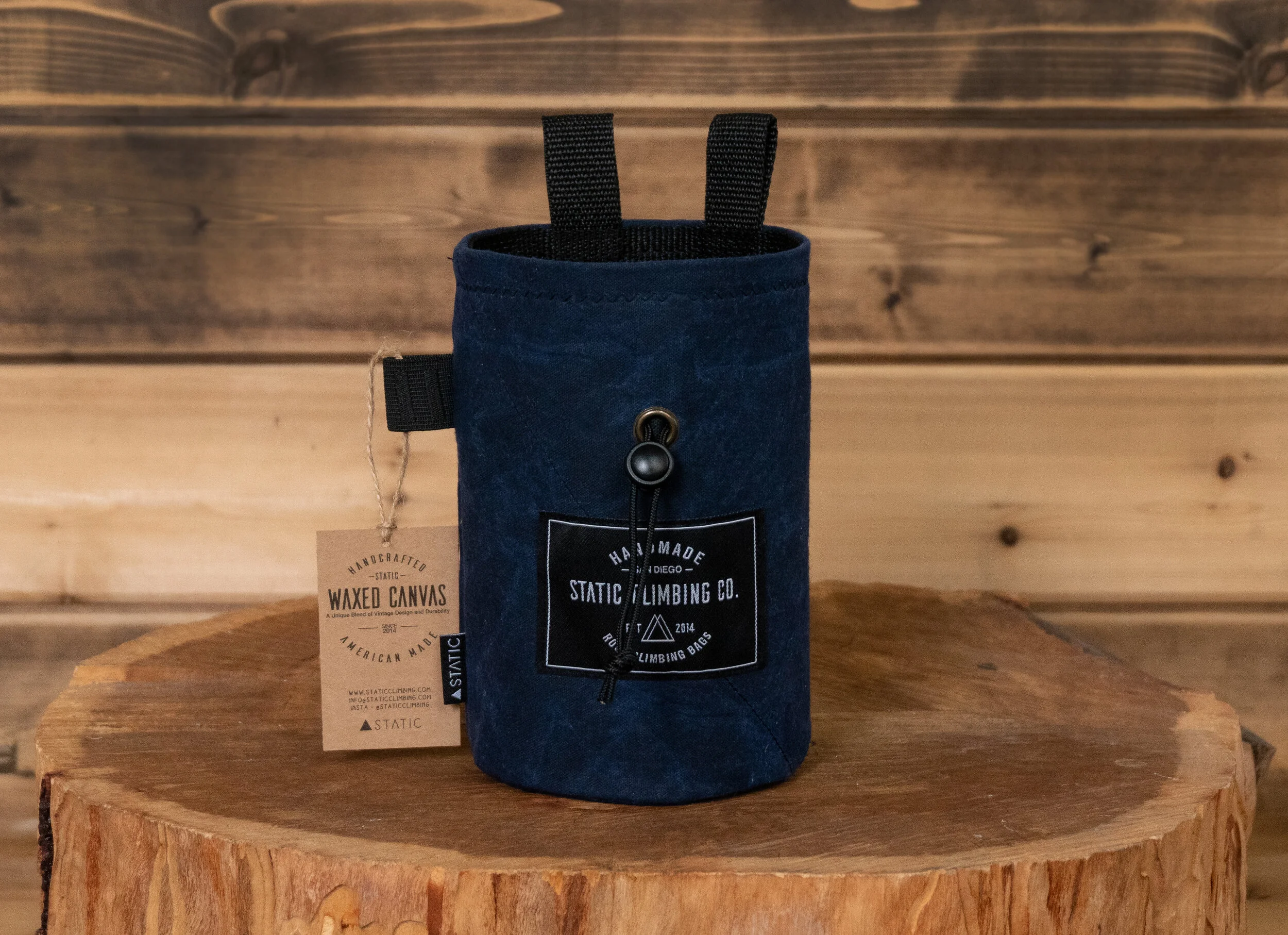 Waxed Canvas Chalk Bag | Navy — △STΛTIC Climbing
